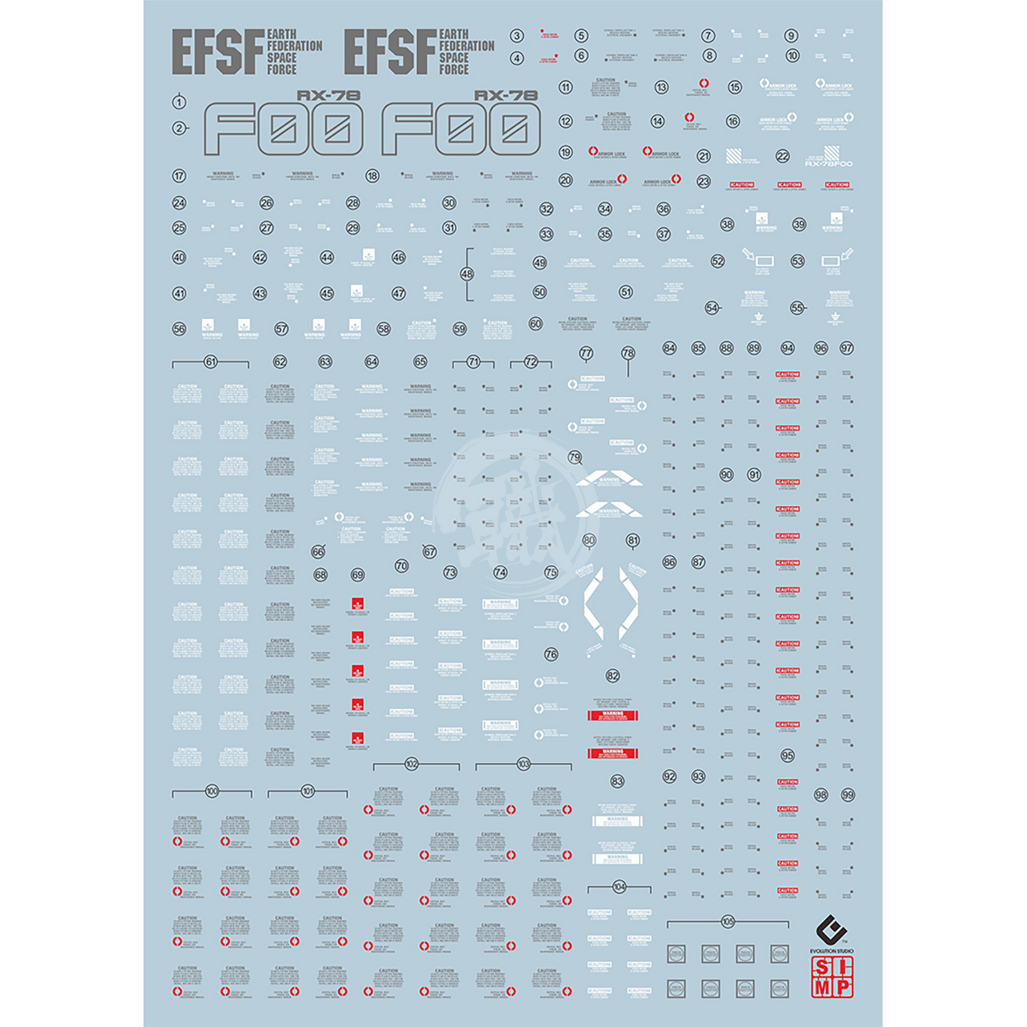 Megasize RX-78F00 Gundam [Yokohama Doc] Waterslide Decals [Fluorescent] - ShokuninGunpla