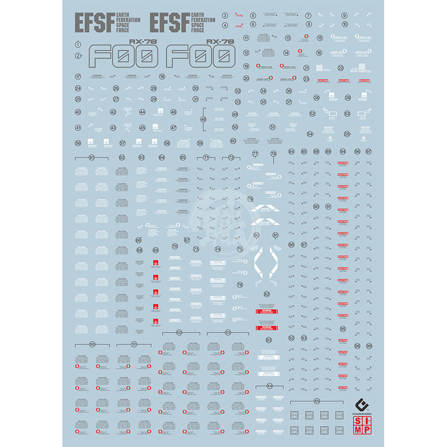 Megasize RX-78F00 Gundam [Yokohama Doc] Waterslide Decals [Fluorescent] - ShokuninGunpla