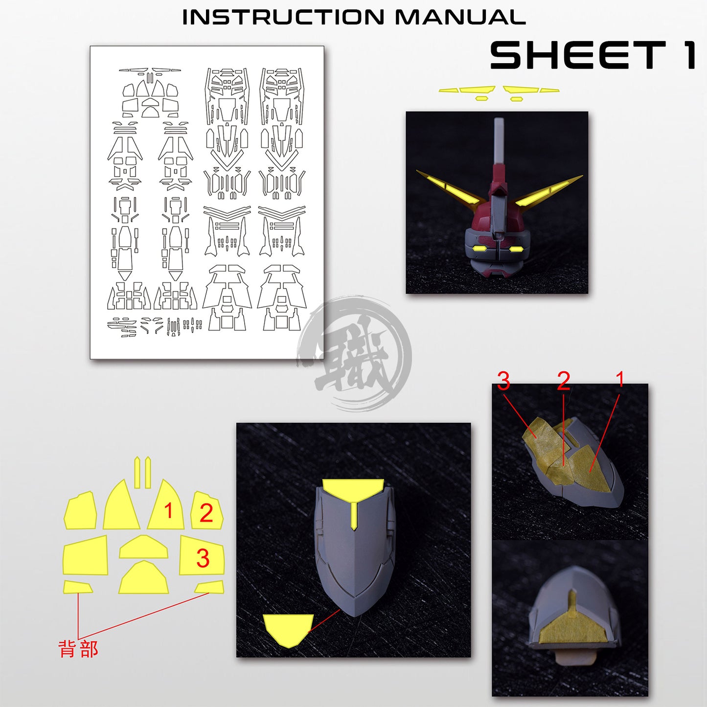 Pre-Cut Masking Tape for Fortune Meow's Studio Justice Resin Conversion Kit - ShokuninGunpla