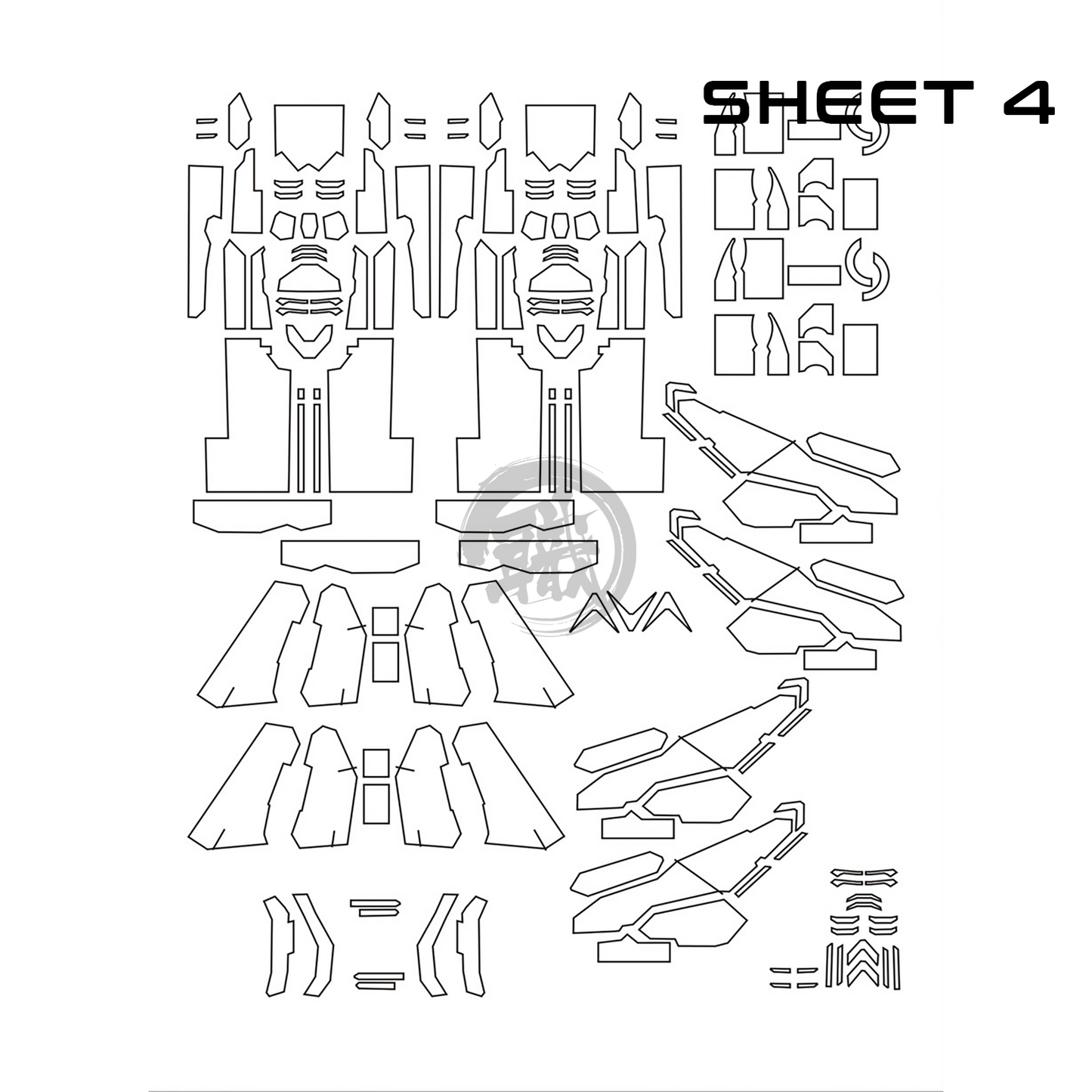 Pre-Cut Masking Tape for Fortune Meow's Studio Justice Resin Conversion Kit - ShokuninGunpla